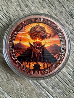 5oz Colorized Copper Aztec Themed  Coin