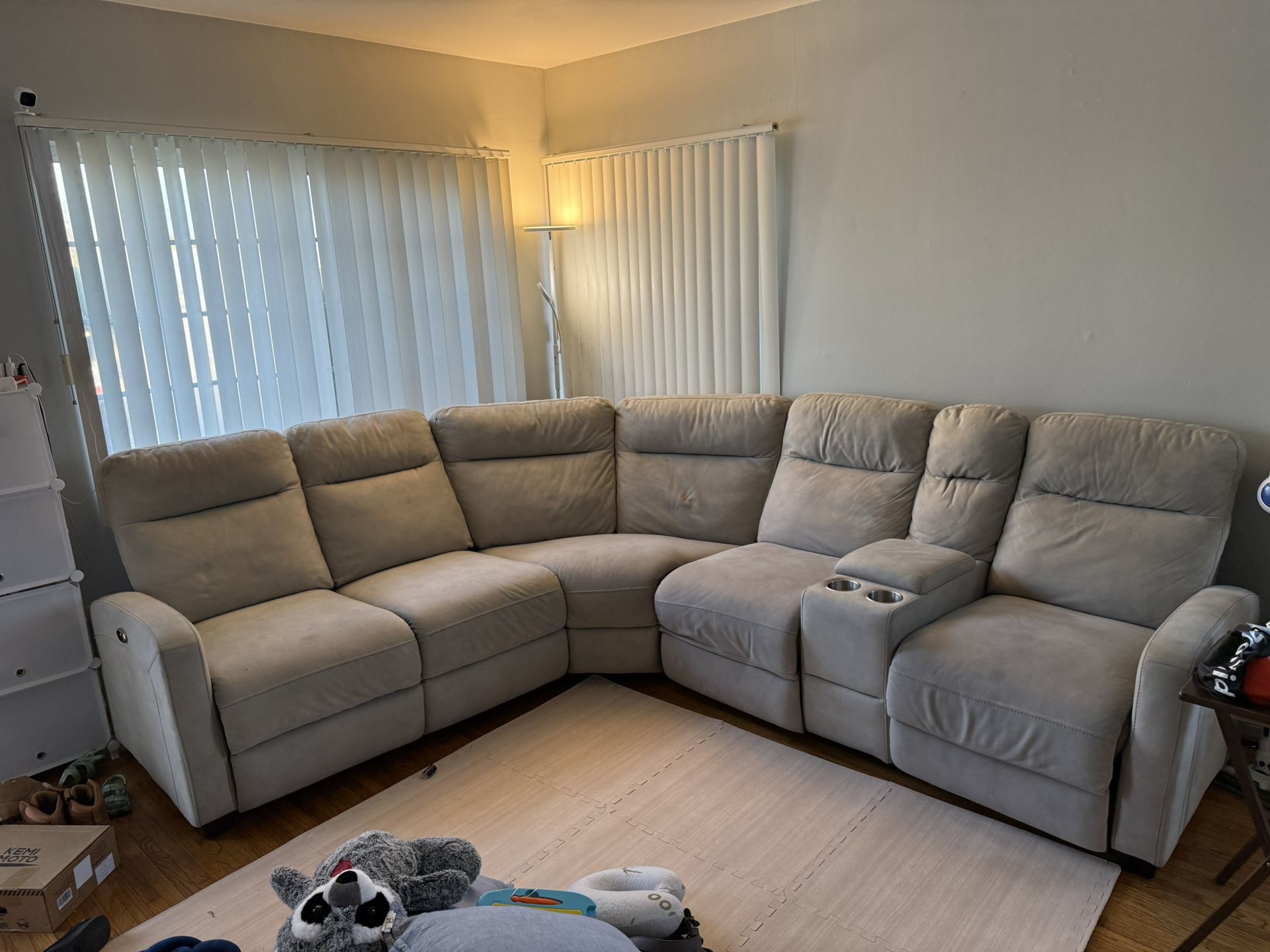 Recliner Sofa Set Color Grey Cloth
