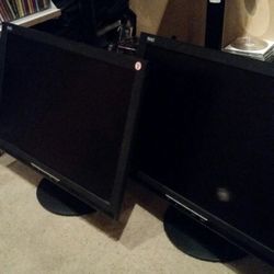 19" dual monitors solid black..