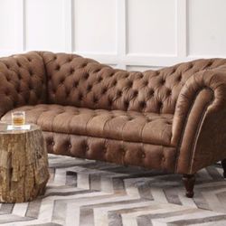 Oak Leather Recamier Sofa 90.25" Neiman Marcus OUT OF STOCK
