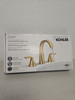 KOHLER Cursiva Widespread Bathroom Faucet Brushed Moderne Brass