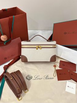 [L19 Canvas – White/Gold Center (with Trim) (New Version)] Loro Pian* Extra Pocket L19 Series Handbag/Crossbody Bag