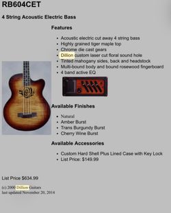 Rare Acoustic Bass Dillion Limited Ed