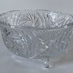 Vintage Heavy Cut Glass Bowl