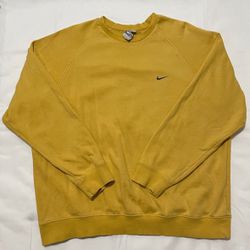 Nike Vintage VTG Y2K Yellow Gray Chest Swoosh Sweatshirt