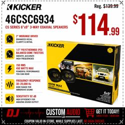 Kicker CS Series Car Speakers CSC693 1-Set 3-Way Coaxial Speaker System 450 Watts 46CSC6934 🚨 Payment Options Available 🚨 No Credit Needed 🚨
