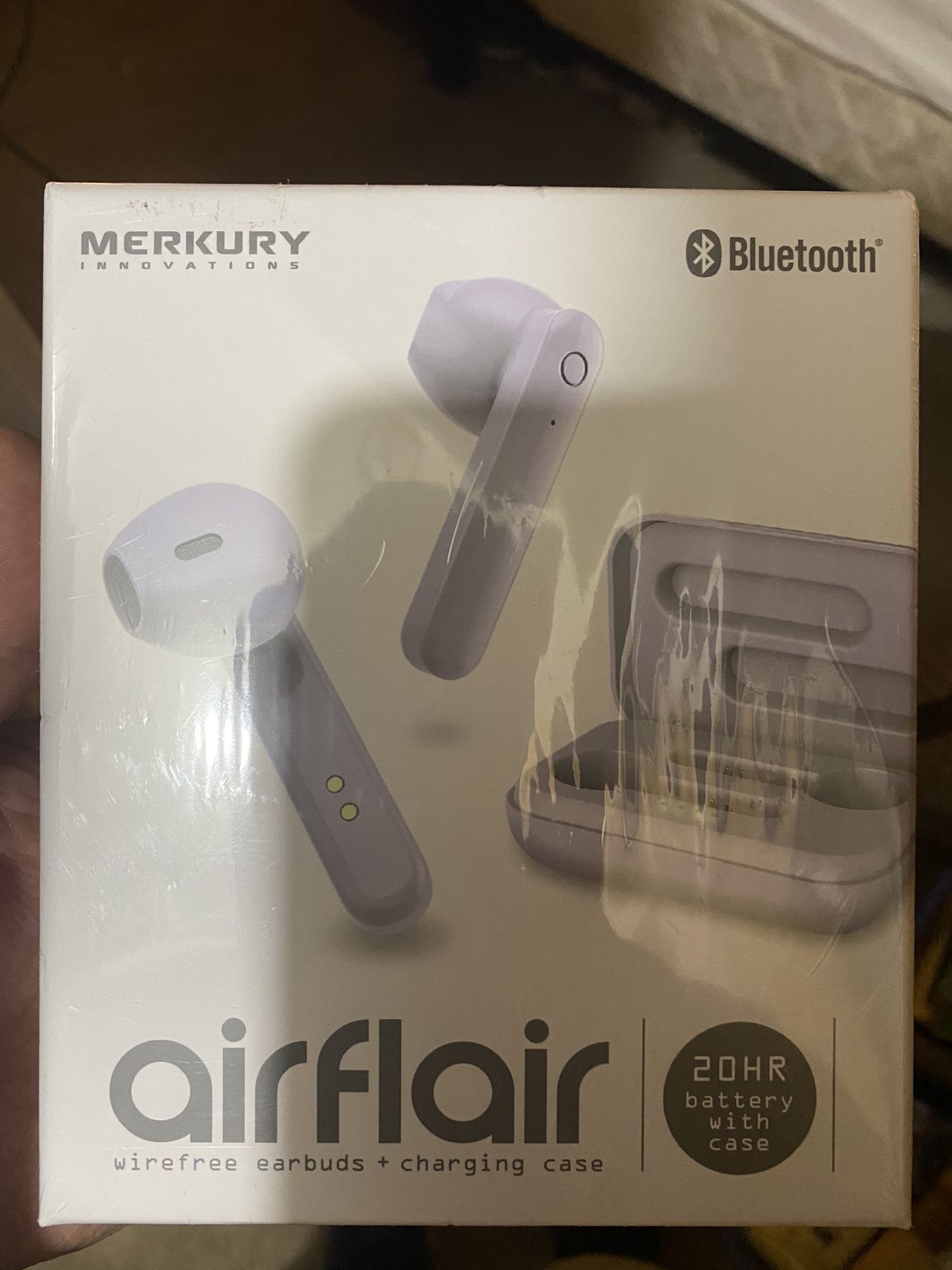 Brand New AirFlair wireless earbuds with charging case. 20hrs playtime