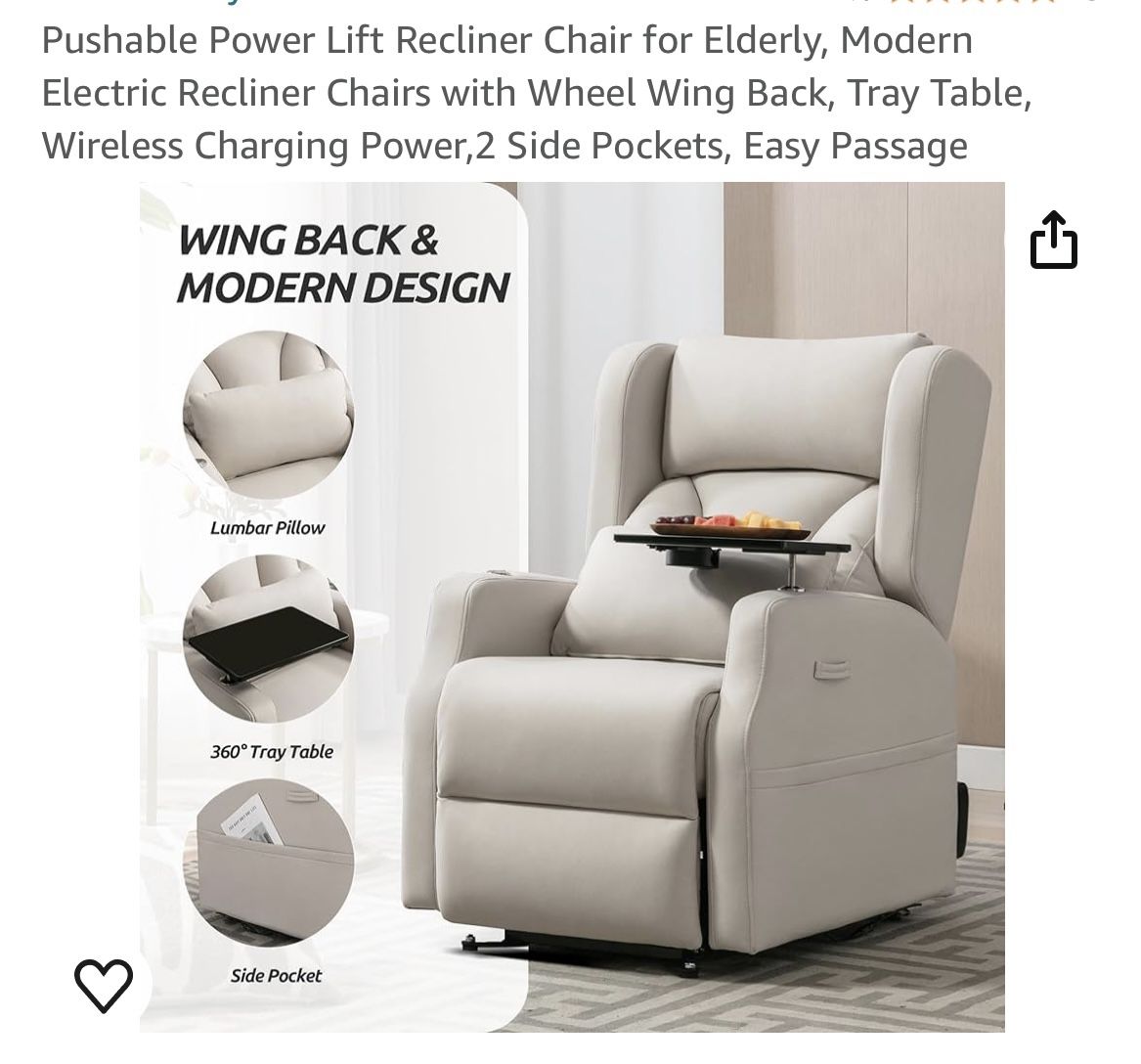 New In Box Akeysous Electric Power Lift Recliner Chair