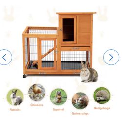 2 Tier Wooden Orange Rabbit Hitch/chicken Coop Smal  Animals Cage 
