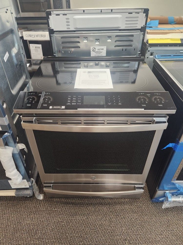 Profile 30 in 4 Burner Element Smart Slide-In Induction Range in Fingerprint Resistant Stainless w/ Convection, Air Fry