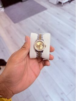Rolex Ladies Datejust 179383 Diamond Dial Diamond Bezel 18k Gold Steel Box Paper 2013