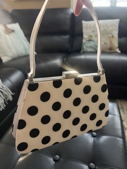 White & Black Polka Dot Small Purse For Formal Outing 