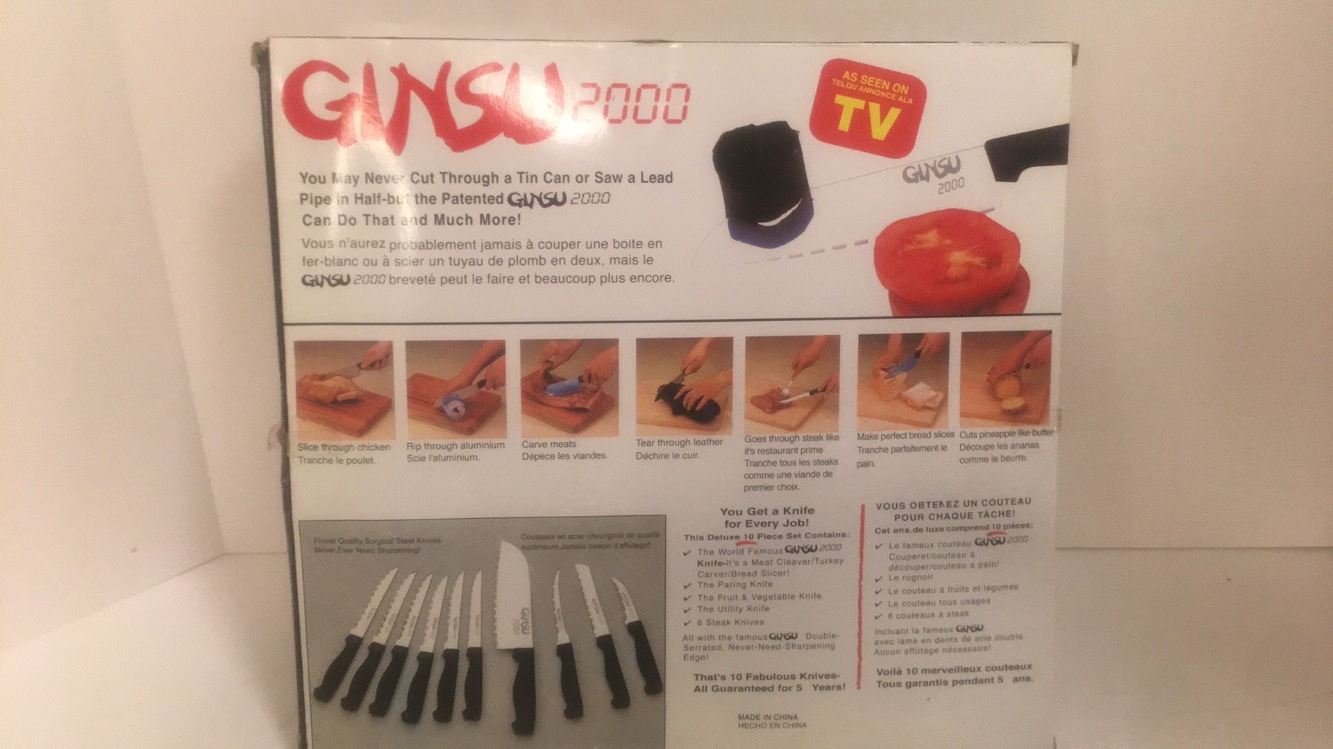 Vtg NOS The Original Ginsu 2000 Deluxe 10 Piece Knife Set As Seen