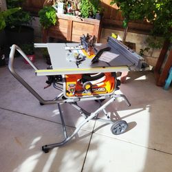 Rigid Amp 10 in. Portable Corded Pro Jobsite Table Saw with Stand(open box never used)