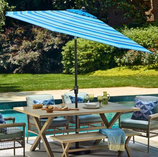 4 piece metal and glass umbrella patio set Outsunny 6-Piece Dining with Umbrella, Folding Chairs & Table, Beige senderismo con niños color:Navy strong frame construction Fjallraven Kanken Sling Bag