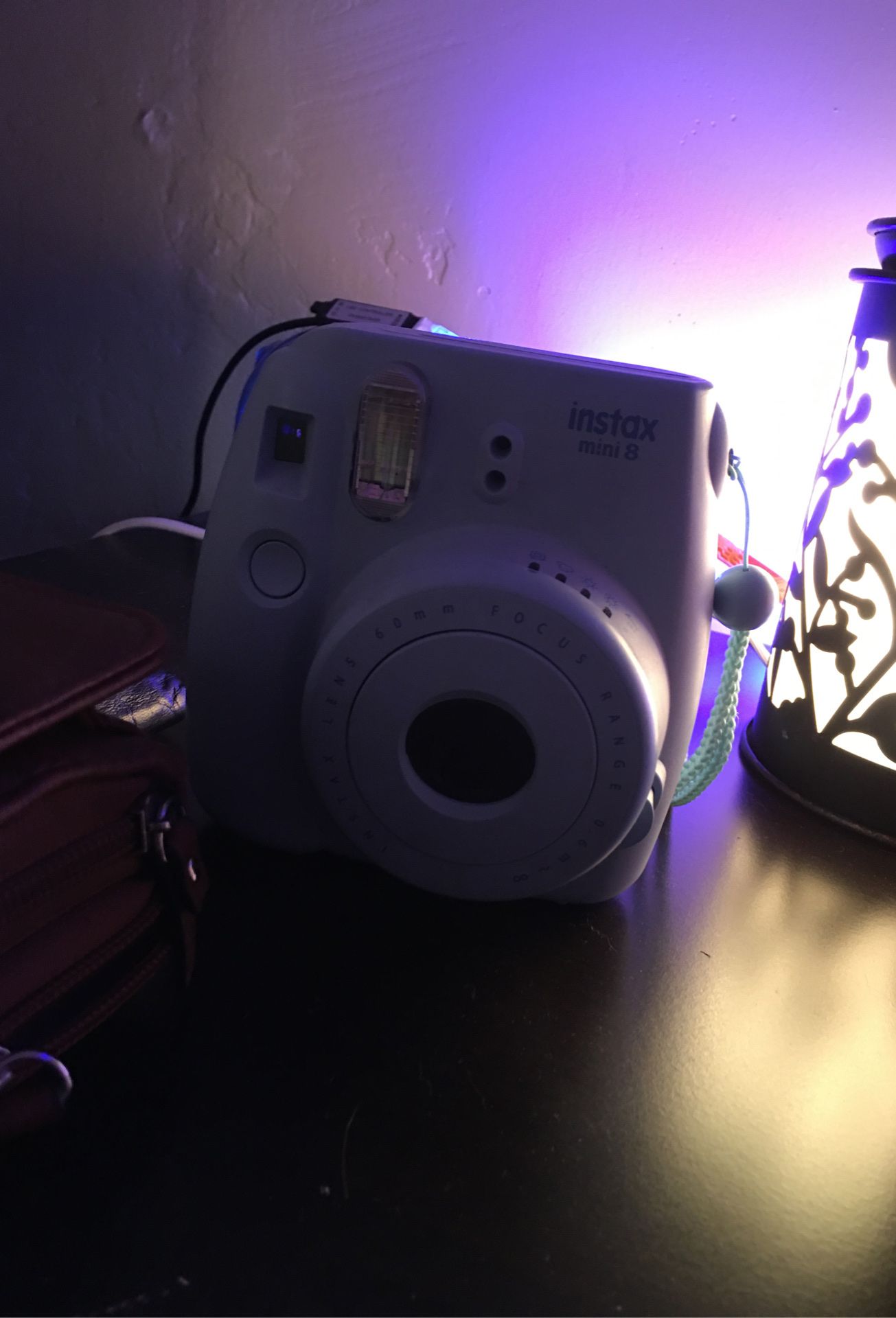 Baby blue Polaroid camera