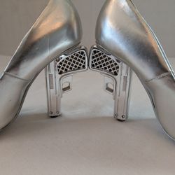 Shiekh Silver Gun-Shaped High Heel Shoes - Size 8