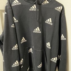 Mens black adidas hoodie sweatshirt large 