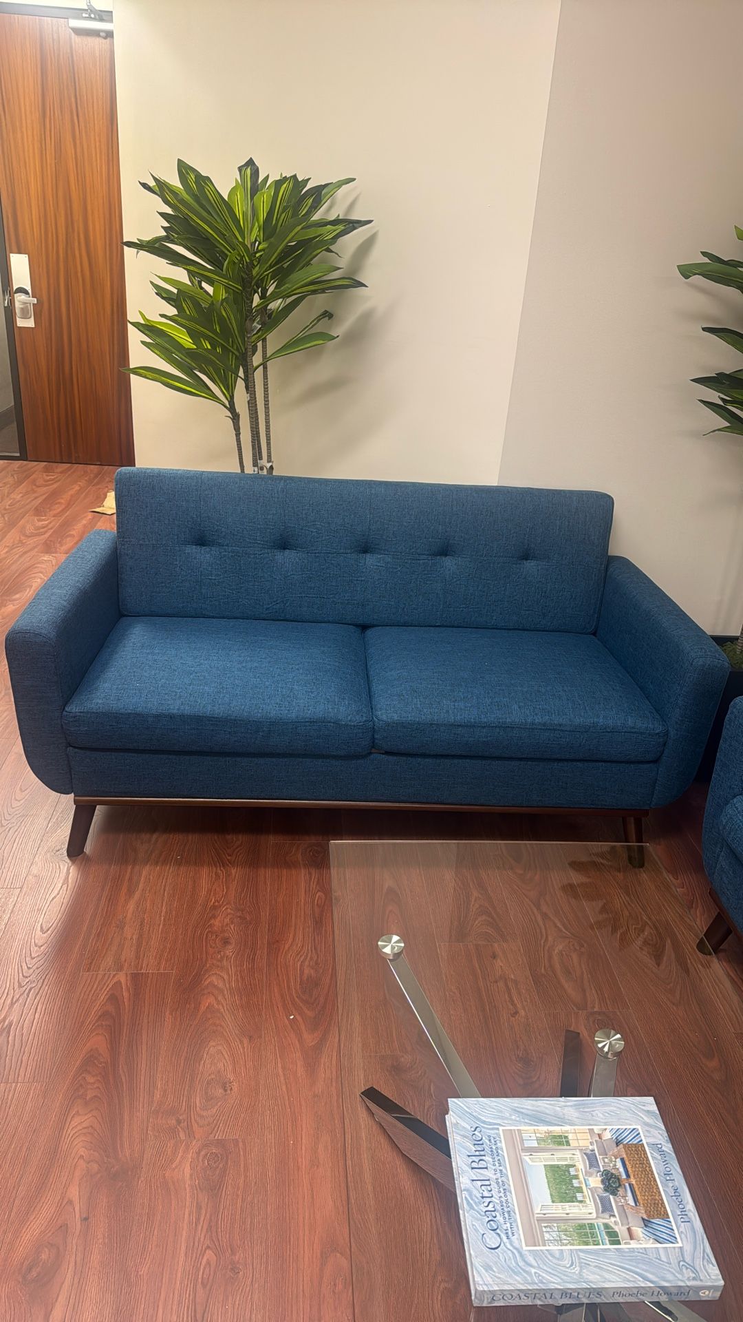 Brand New Mid Century Blue Loveseat