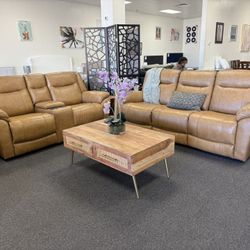 Top Grain Leather Power Reclining Sofa And Love Seat 