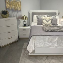 Bedroom Set LED Lights Bed 3 Pcs New 