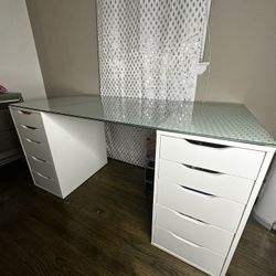 Alex desk deals glass top