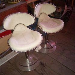 2 LEATHER BARSTOOLS or BARBERSHOP or BOAT SEATS