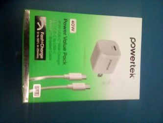 Power tech 40 w USBC wall charger and 5 ft USB c to USB c premium grated cable fast charger