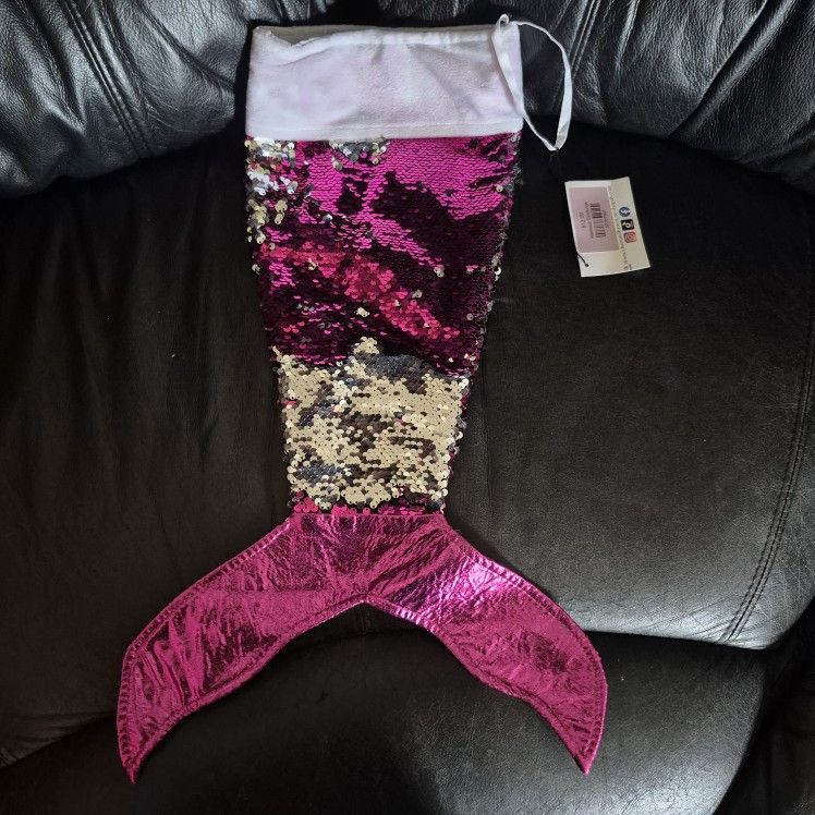 Holiday Mermaid Stocking With Sequin