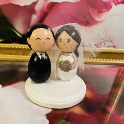 Wooden Bride And Groom Wedding Toppers