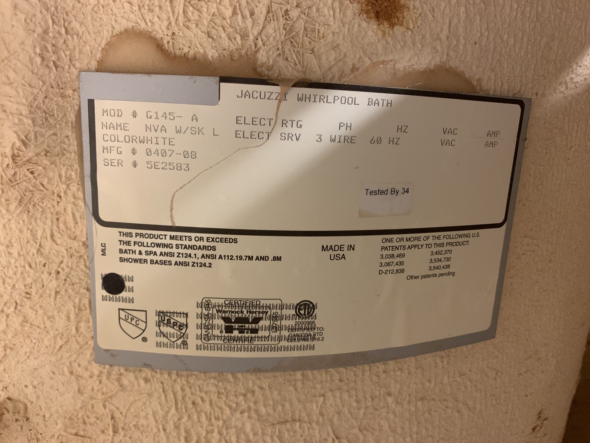 Jacuzzi Left Hand Drain Tub