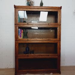 Vintage Oak Barrister Glass Front Bookcase