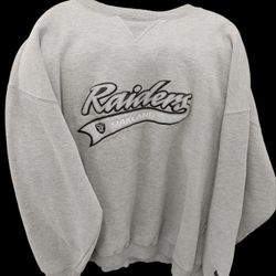 Vintage Oakland Raiders NFL Football Team Crew Neck Puma Sweatshirt Gray 2XL XXL