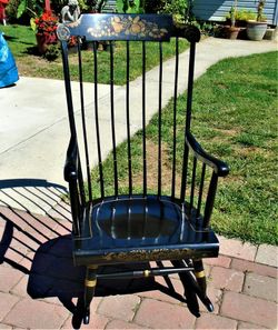 Nichols & Stone Black & Gold Harvest Stenciled Rocking Chair