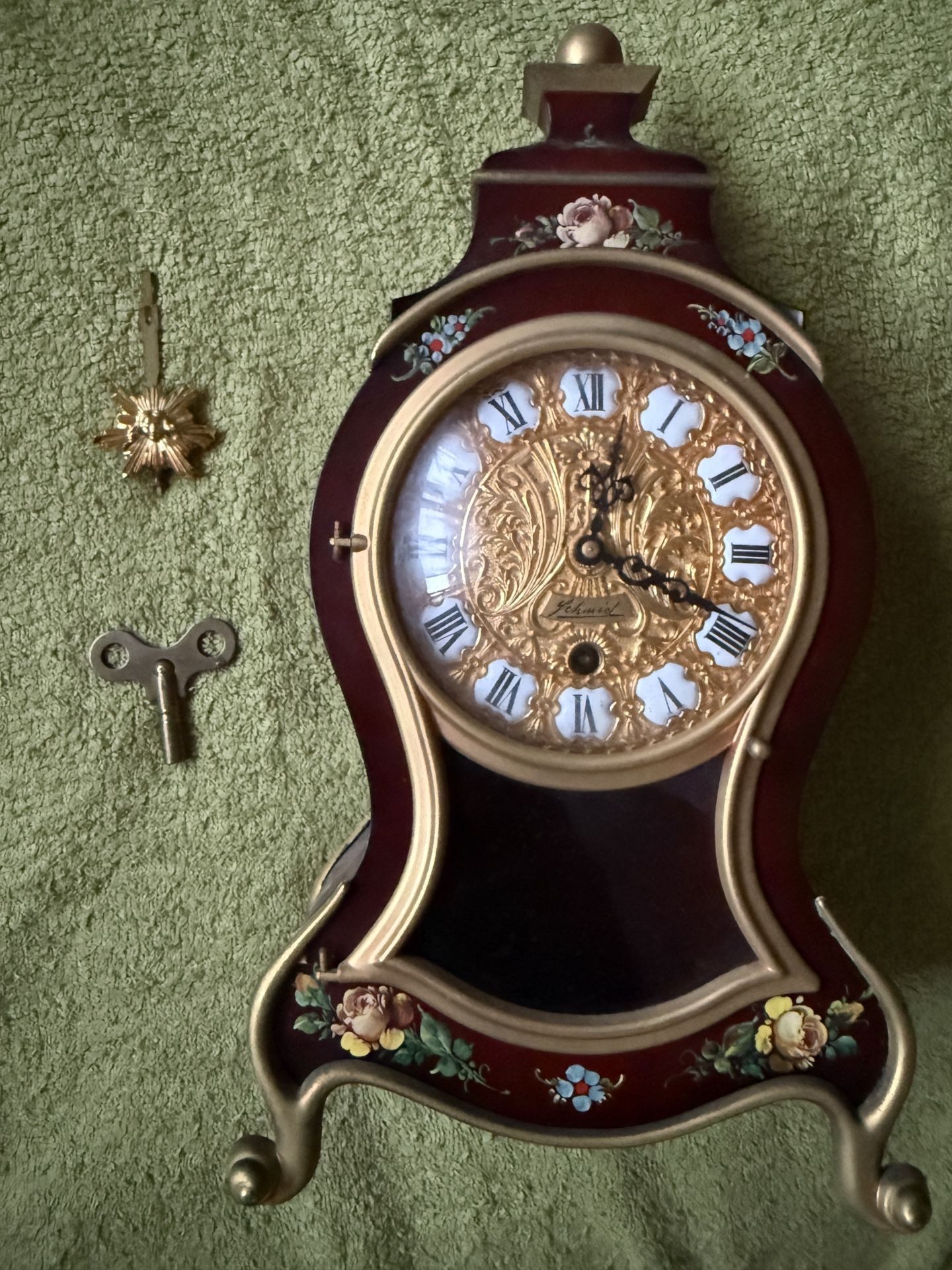 Antique Schmid (SSS) Mantel Clock FOR RESTORATION. Vernis Martin Style