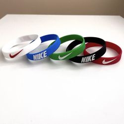 5 Nike Silicone Bracelets Wristbands Pack Lot  ASSORTED RANDOM ( MANY COLORS) 