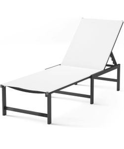 New in box-Patio Lounge Chair, Aluminum,  Adjustable Backrest, 21Piece, Lightweight rustproof aluminum.5 adjustable backrest positions.Breathable quic