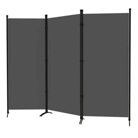 Room Divider 3-Panel Privacy Screen, Portable Screen Steel Frame with Hook&Loop for Home, Office, Classroom, Studio, Meeting (Grey