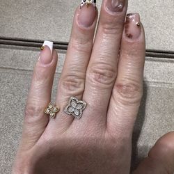 EFFY WOMEN'S 14K YELLOW GOLD & 0.31 TCW DIAMOND CLOVER OPEN RING - SIZE 7