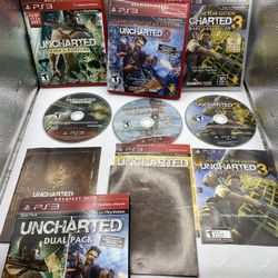 Uncharted 1, 2, 3 Trilogy PS3 (Sony PlayStation 3)  Bundle Lot Collection CIB