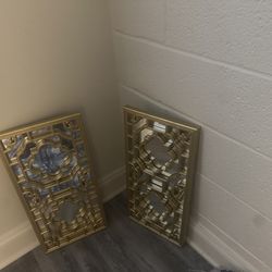 Set Of Pretty Gold Mirrors 