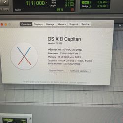 Macbook pro 15inch Mid 2012