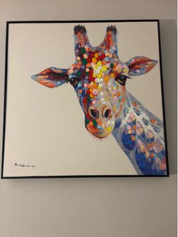 Colorful Textured Giraffe Canvas Art
