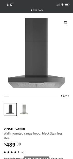 VINSTGIVANDE Wall mounted range hood, black Stainless steel - IKEA