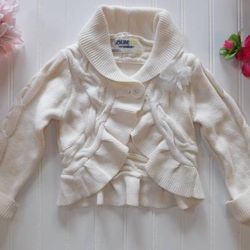 Genuine Kids Oshkosh Girl 2T Ivory Peplum Cable Knit Sweater Cardigan