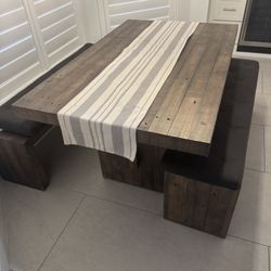 West Elm Bench And Table With Cushions