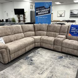 Tan Sofa Sectional Recliner Set - Free Delivery Promo 