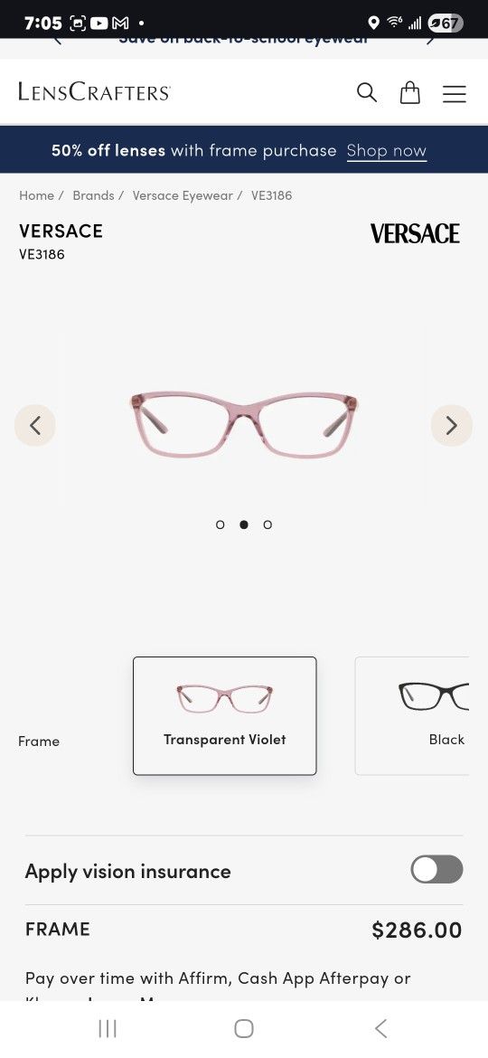 VERSAGE PINK GLASSES FRAME WOMEN BRAND NEW $286.00