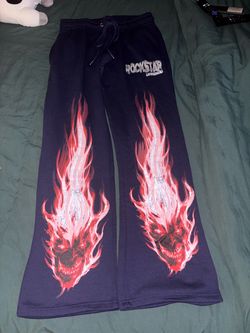 Rockstar Original Flame Skull Sweatpants
