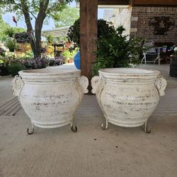 White Rustic Clay Pots, Planters, Plants. Pottery,  Talavera $65 cada una